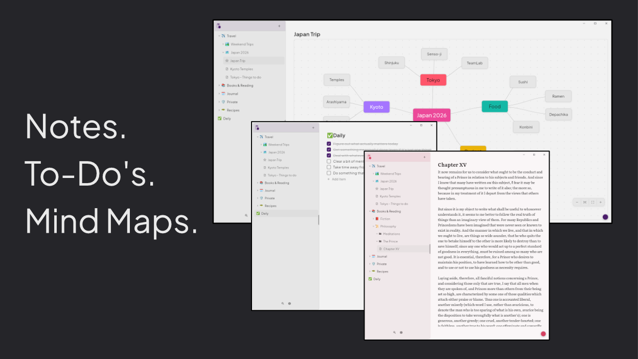 Notes, to-dos, and mind maps in one place